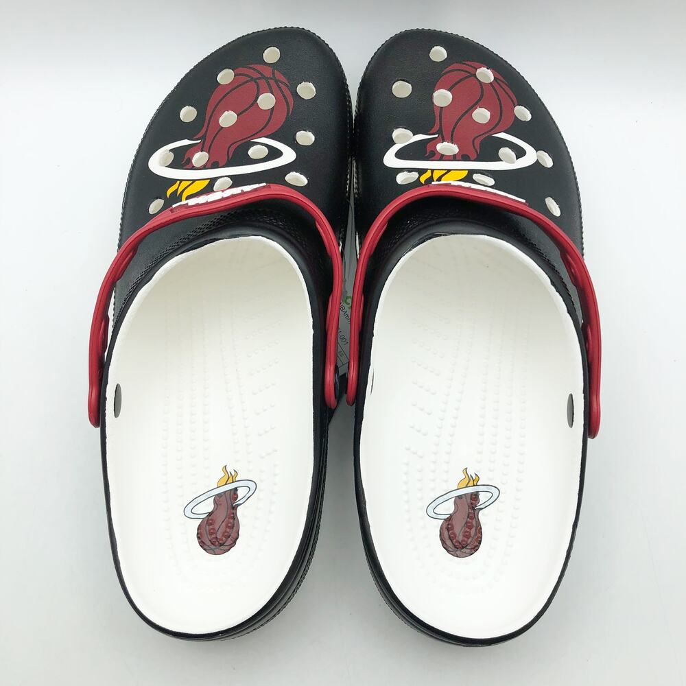 Crocs NBA Miami Heat Classic Clogs MENS 8 WOMENS 10 Black Red NWT - Picture 8 of 11